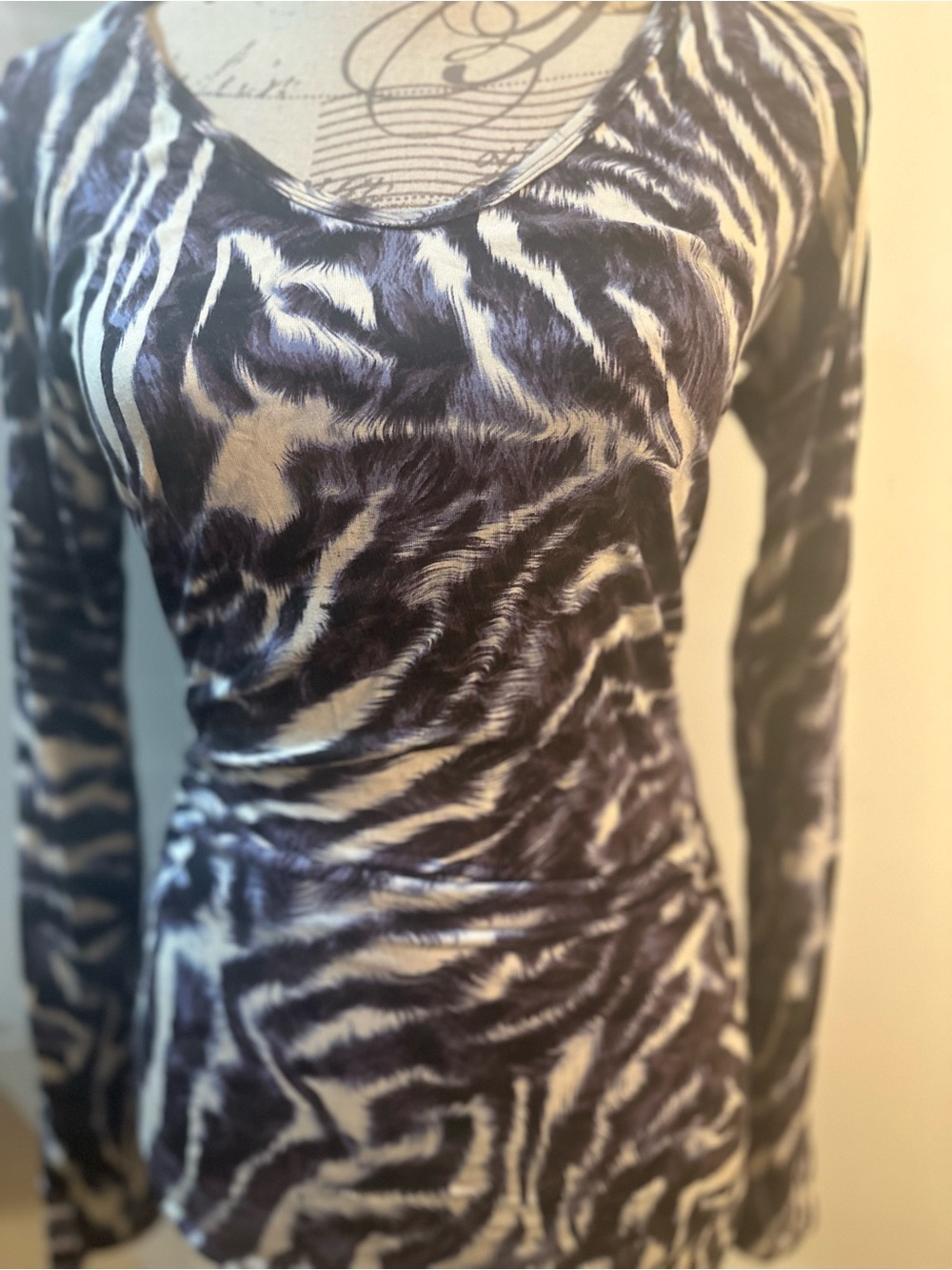 Women's Purple & White Zebra Print Long-Sleeve Top